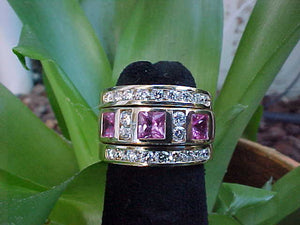 Pink sapphire + diamond gold ring (Sold)